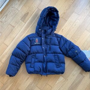 Brown University Navy Puff Hooded Jacket by Hype and Vice